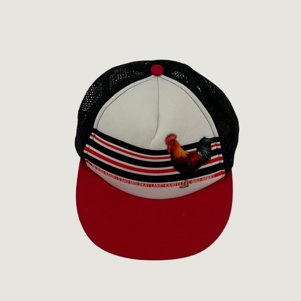 Aloha Headwear Rooster Hawaii Islands Trucker Hat Snapback Mesh Cap Red Black